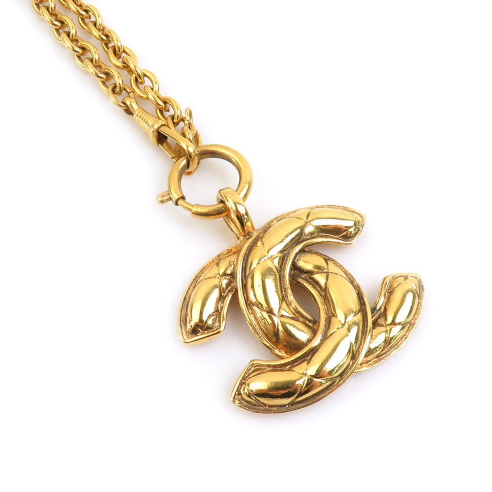 Chanel necklace, Coco Mark, metal, gold, women's, e61972i